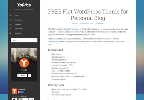 Yoarts Free Flat Design Theme